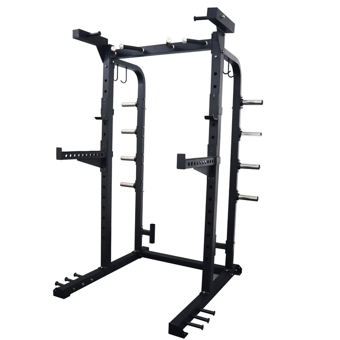 Home Gym Half Power Squat Rack Cage Barbell Package + 100kg Weight Set