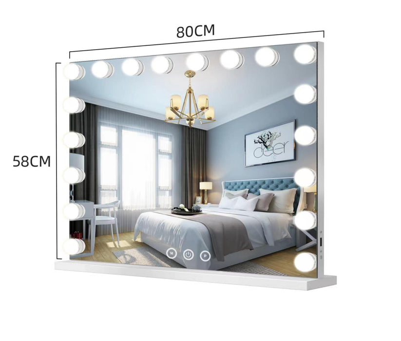 18 Bulb Hollywood Vanity Makeup Mirror with Lights Large Dressing Tabletop Beauty Mirror