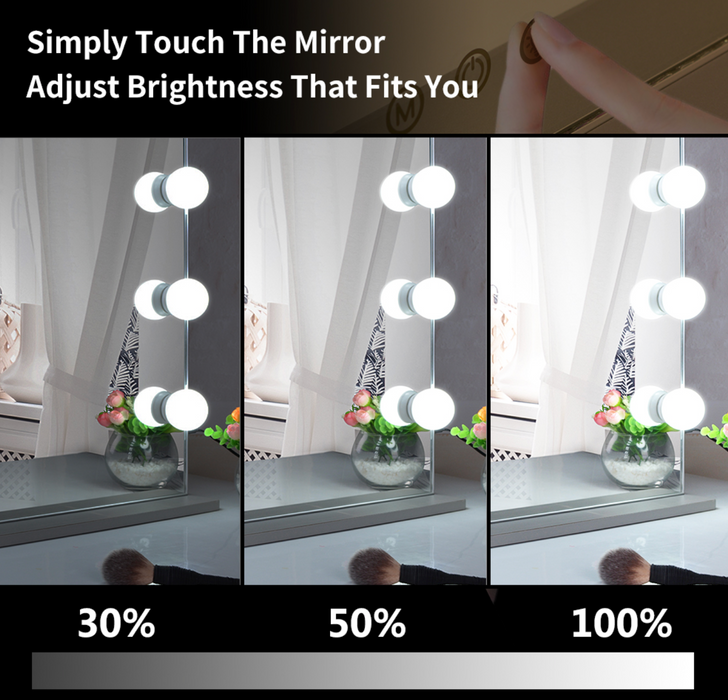 12 Bulb Hollywood Vanity Makeup Mirror with Lights Large Dressing Tabletop Beauty Mirror with USB Charging Port