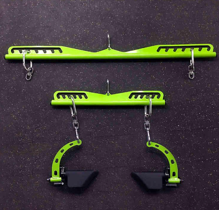Green Lat Pulldown Mag Attachment Bars Back Tricep Training Grip Set